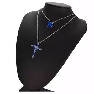 🎀 NWT Blue Heart 💙 Cross Necklace